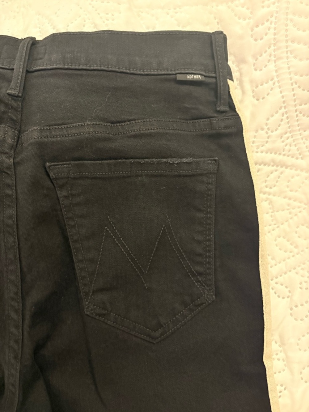 MOTHER Insider Crop Step Fray Jeans 27 Guilty Racer Black Side Stripe Raw Hem - Picture 4 of 13